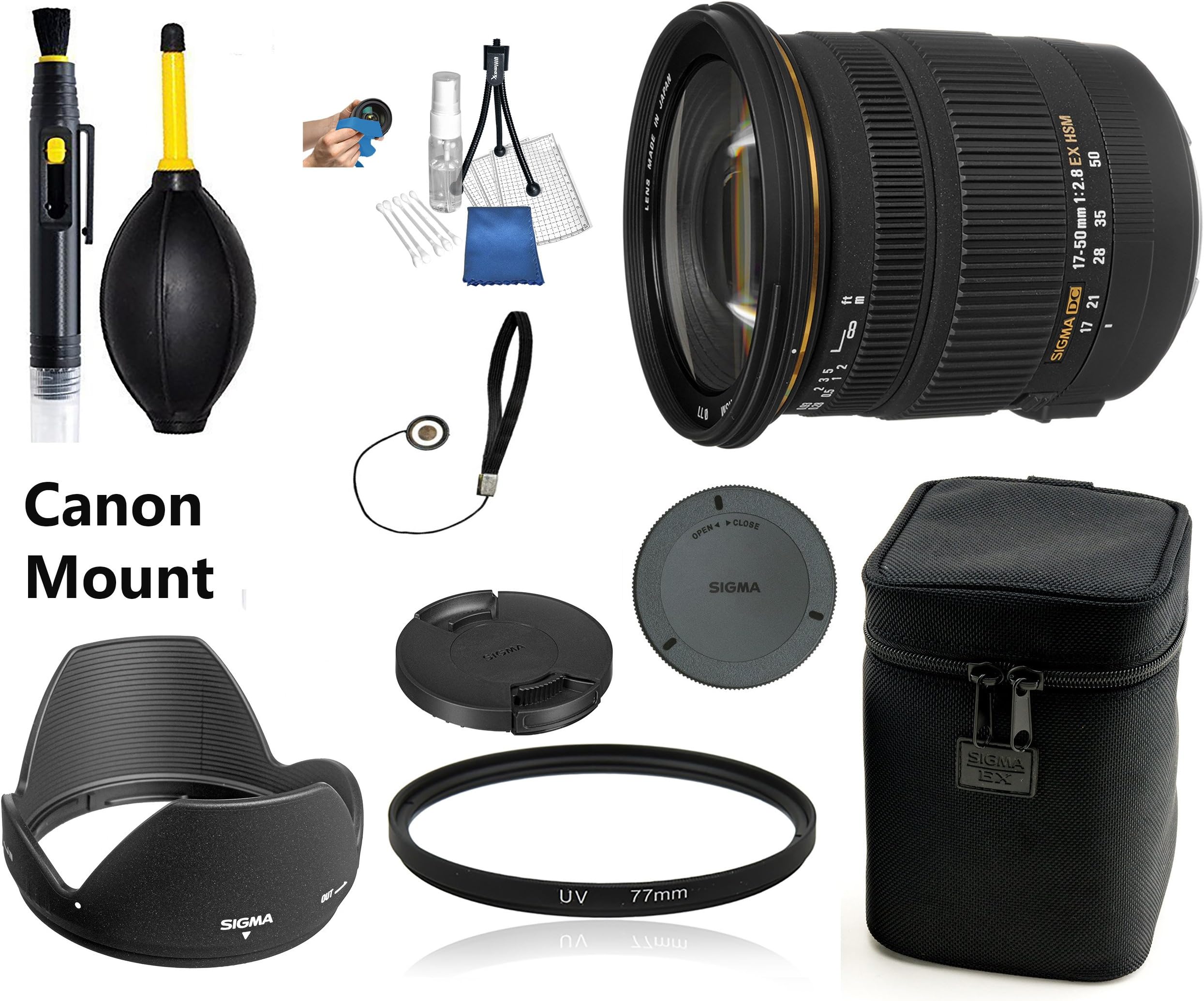 Sigma 17-50mm f/2.8 EX DC OS HSM Zoom Lens for Canon DSLRs with APS-C Sensors Lens Bundle + UV Filter