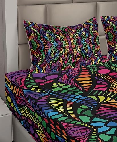 Miniatura 10 de Lunarable Sábana encimera oriental, diseño de kimono japonés floreciente floral, montaje Edo Culture Land of The Rising Sun, suave y cómoda, sábana