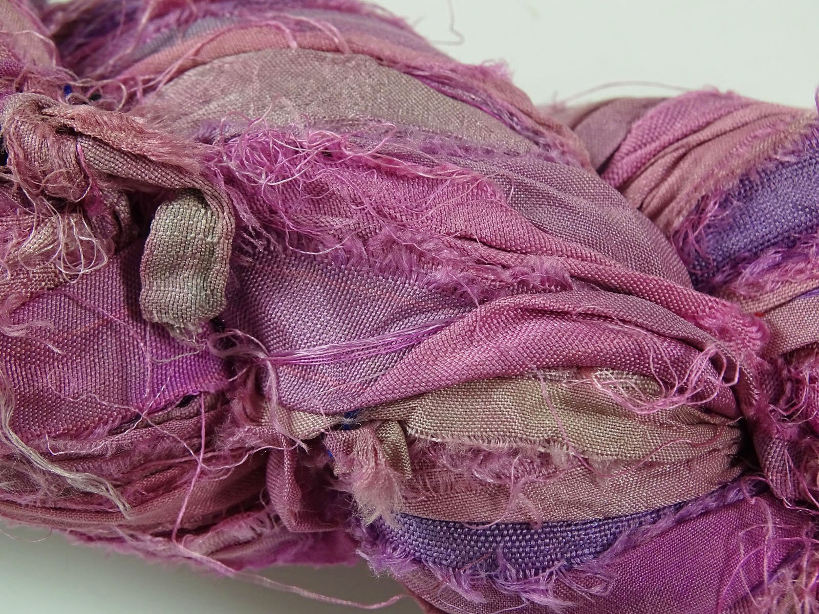 Vintageandyou 100g Recycled Sari Silk Ribbon Yarn, Jewelry Making Trim - Blush Mix, 10mm to 20mm (Width) x 50 to 60 Yards (Length) - Image 4