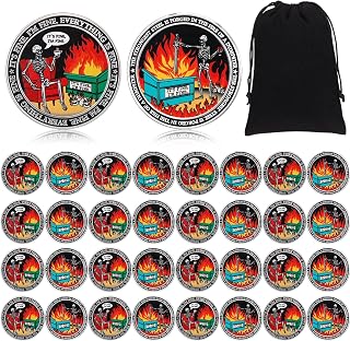 60 Pcs Skull Dumpster Fire Challenge Coin Double Sided The Strongest Steel is Forged Dumpster Fire Coin Staff Appreciation Gifts for Coworker Teacher Team Office Desk Accessories