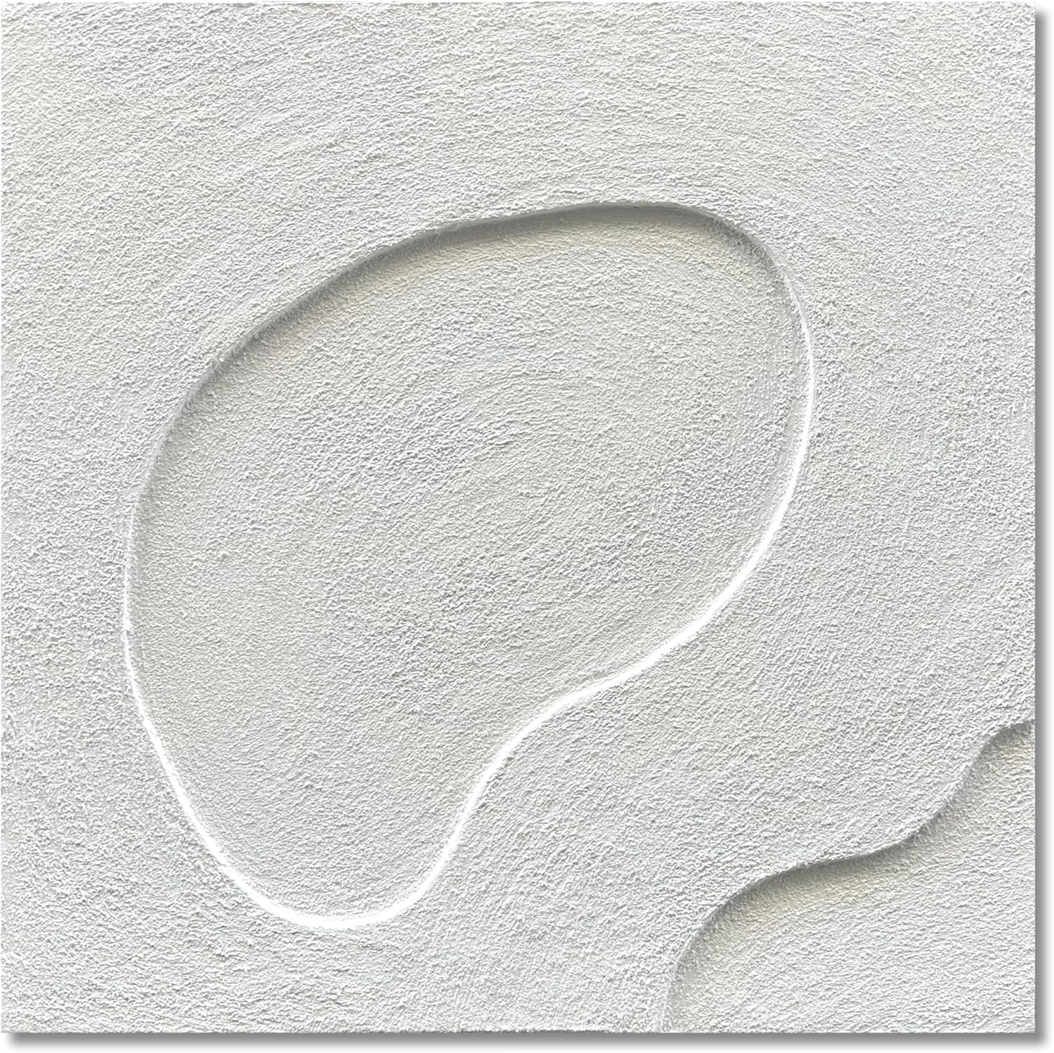 NANKAI Art Hand-Painted White Canvas Wall Art Abstract Thick Texture Oil Painting Modern Minimalist Art Home Wall Decoration Painting 24x24 inches Nkhb300