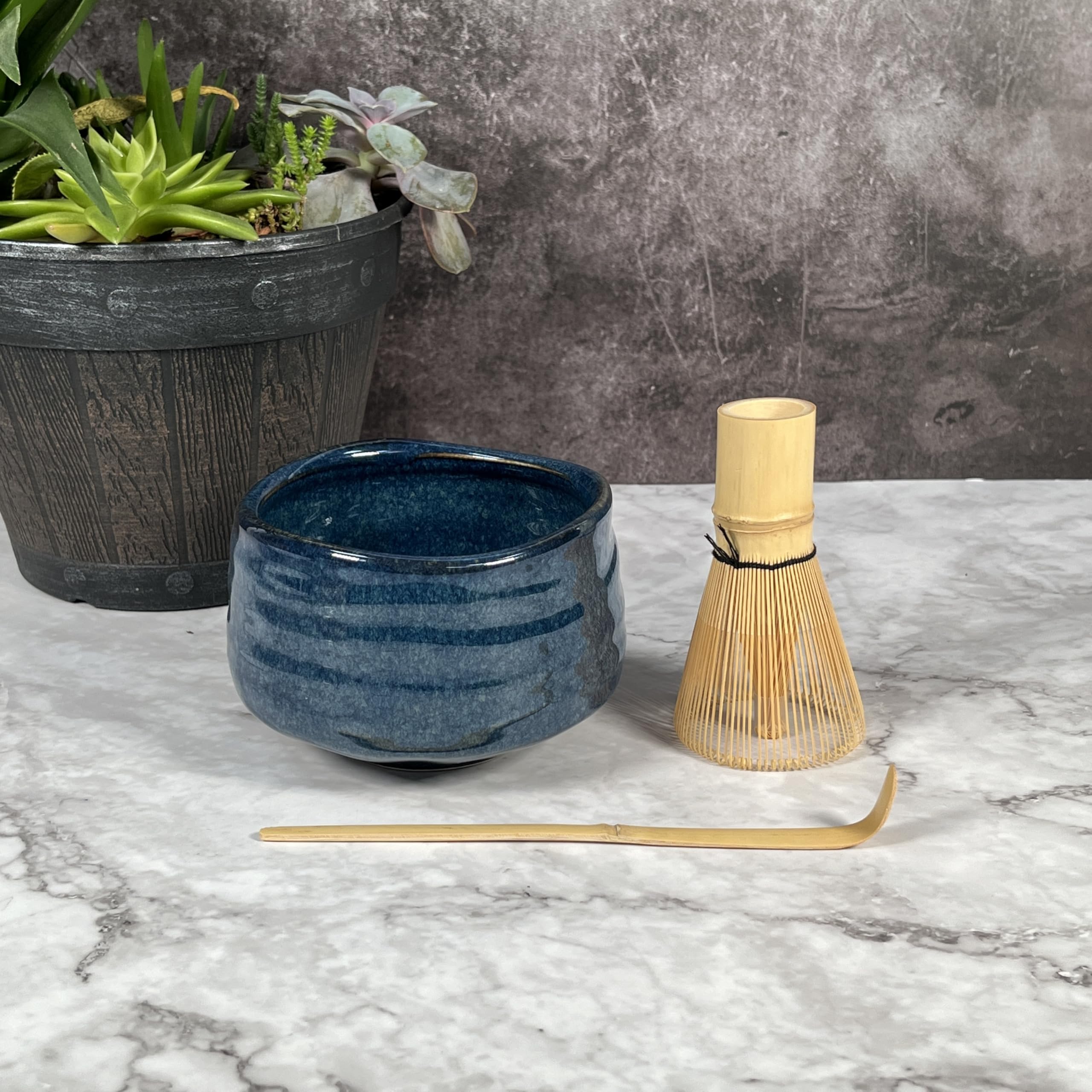 Tea Bowl Shop Black Ceramic Matcha Whisk Set, Includes Matcha Bowl, Matcha Whisk, Bamboo Scoop, 3 Pcs Matcha Kit for Matcha Lovers, Made of Ceramic