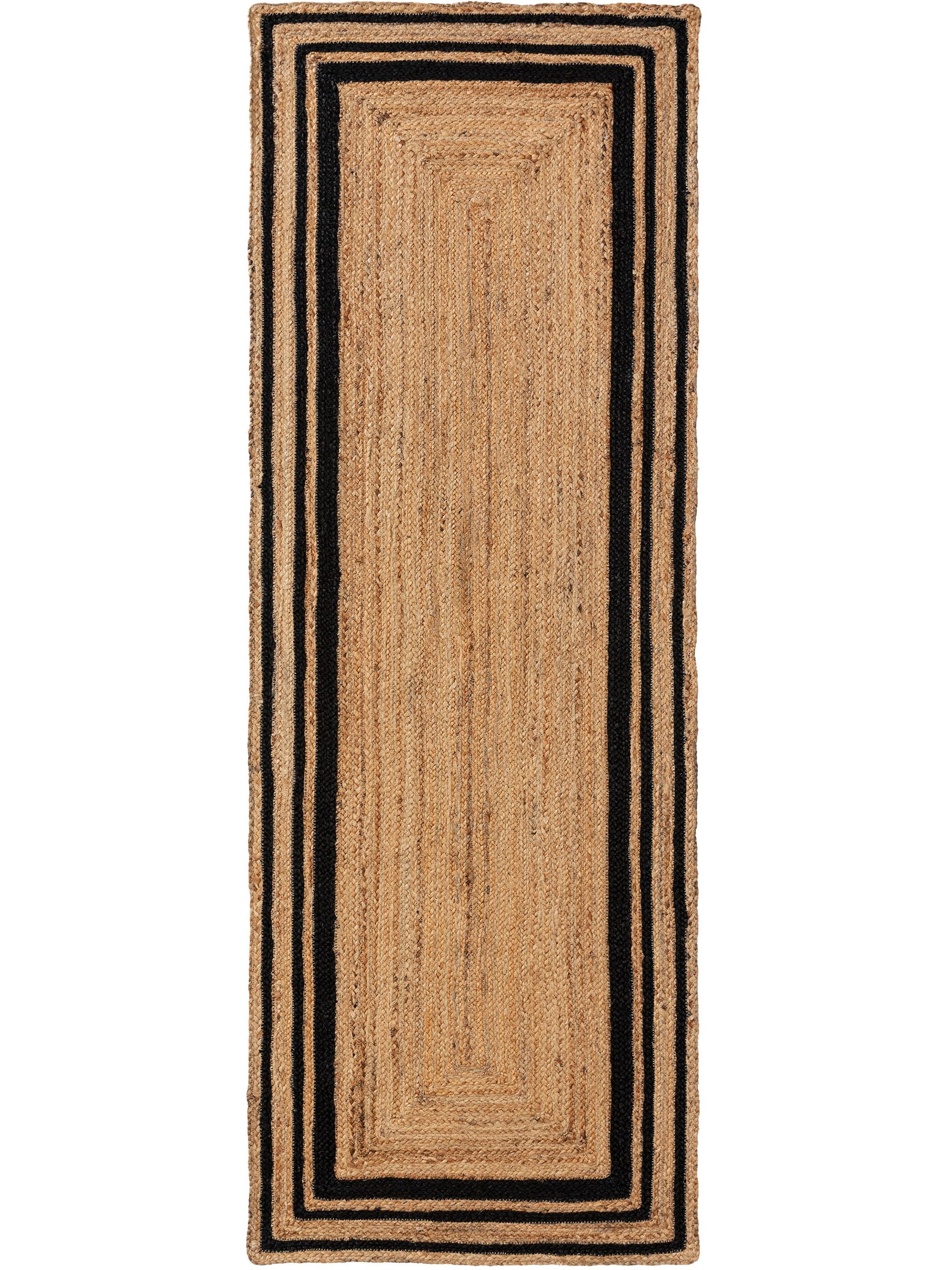 benuta Pure Alfombra Yute Jutta - Negro 80x250 cm - Tejido a Mano para Dormitorio, Sala de Estar y Salon - Diseño Boho - Apta para Suelos radiantes