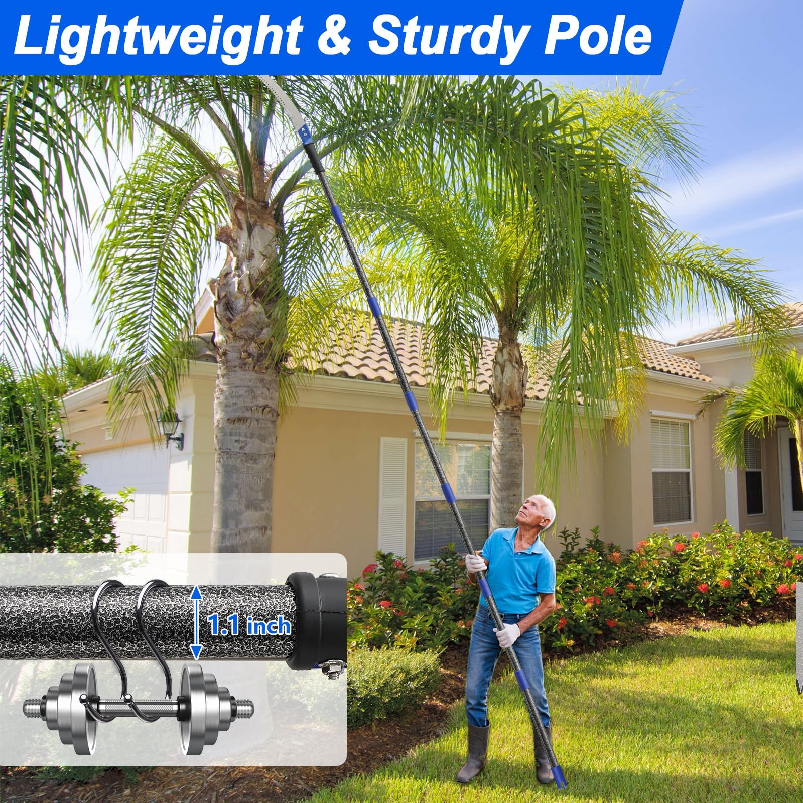 Harrms Pruning Saw Blue, Long Reach Tree Cutter with Razor Blade 10 FT - Image 3