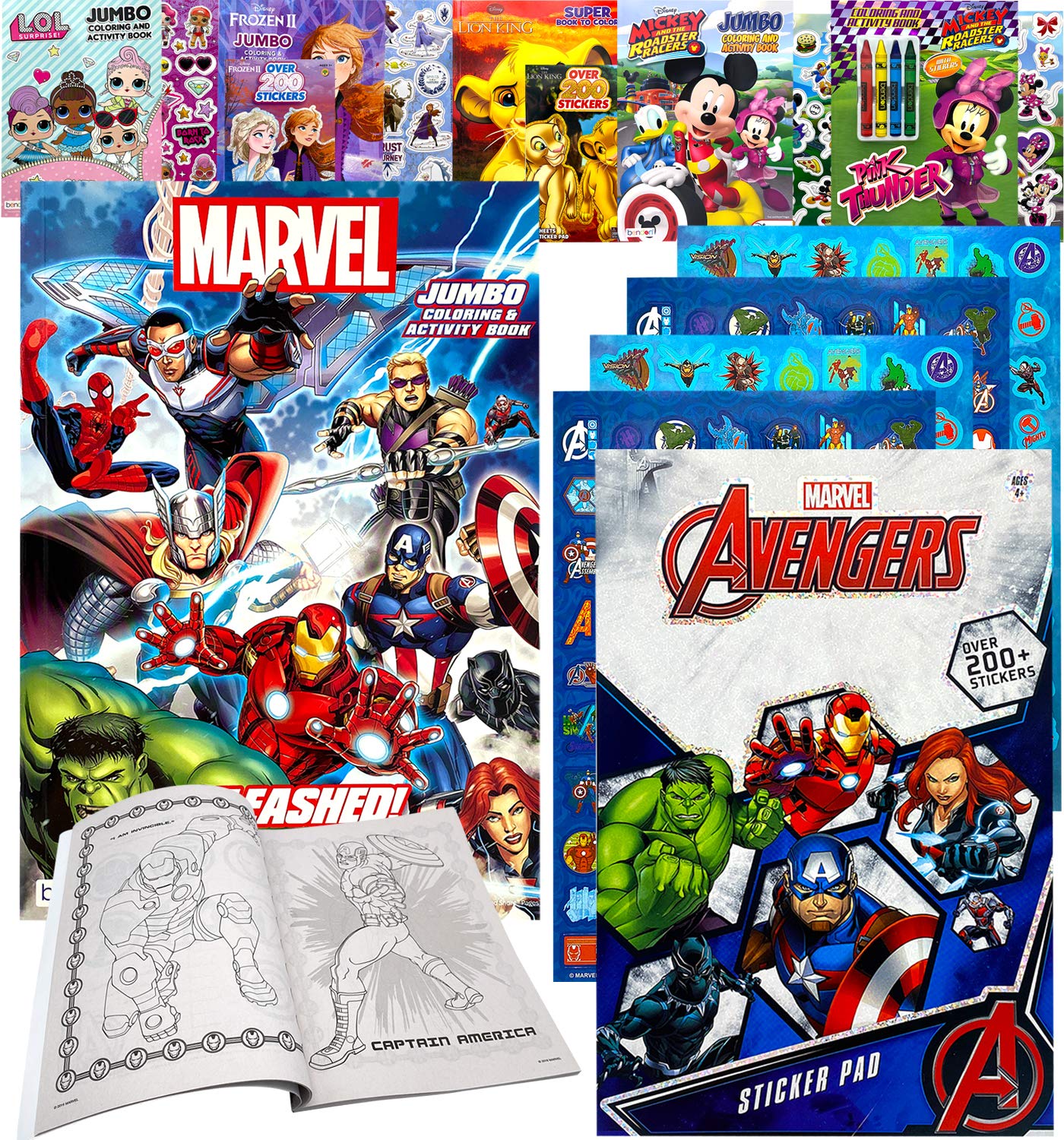 Granshop Marvel Superheroes Avengers Collection Coloring Book and Stickers Deluxe Set - Gift, Goodies, Party, Favor, Scrapbooking, Children Craft, Play, School for Kids Boys Girls Toddlers