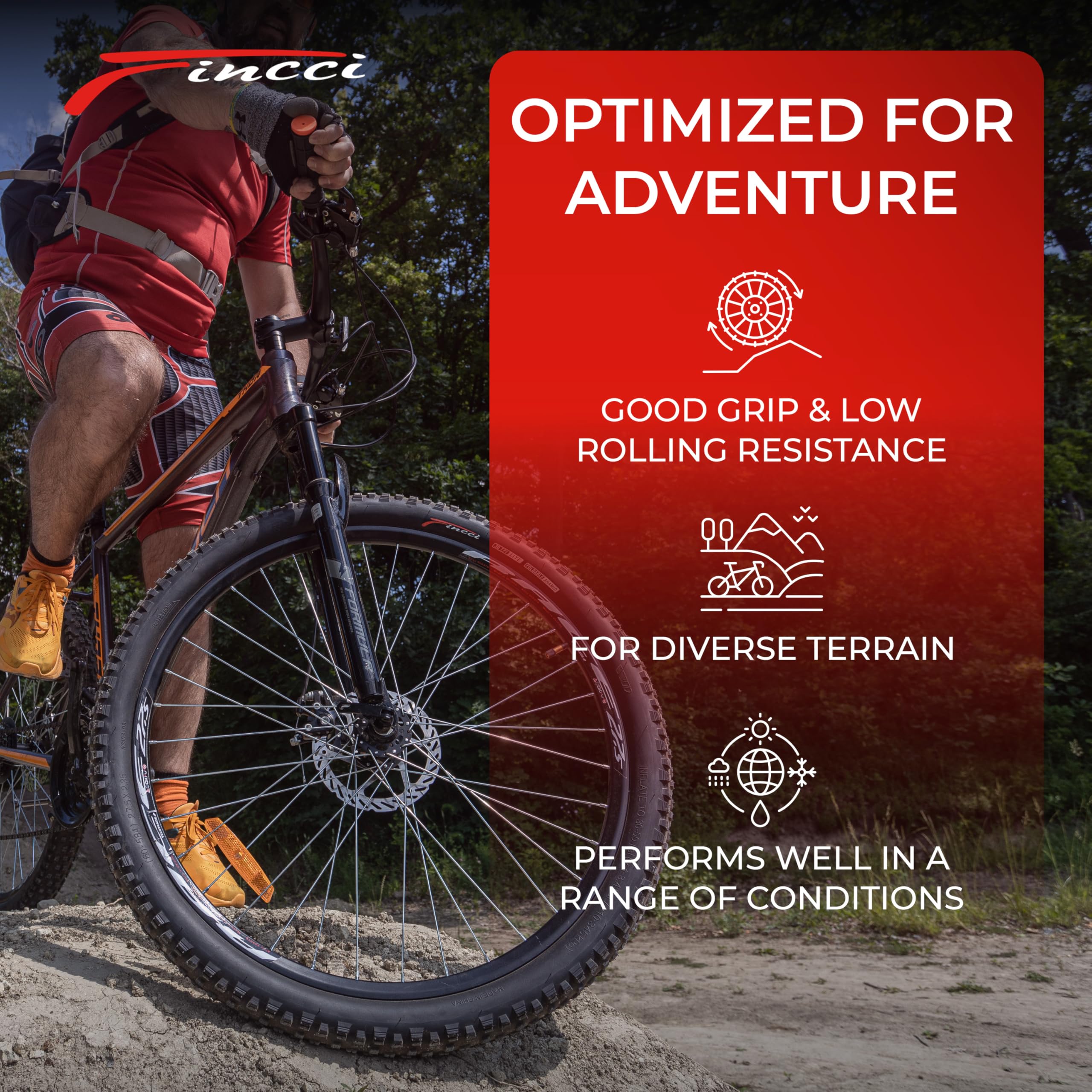 Fincci Para do rowerów górskich 27,5 x 2,25, składane, 1 mm 60 TPI, opony 57-584 do jazdy na błocie, terenowych i biegowych