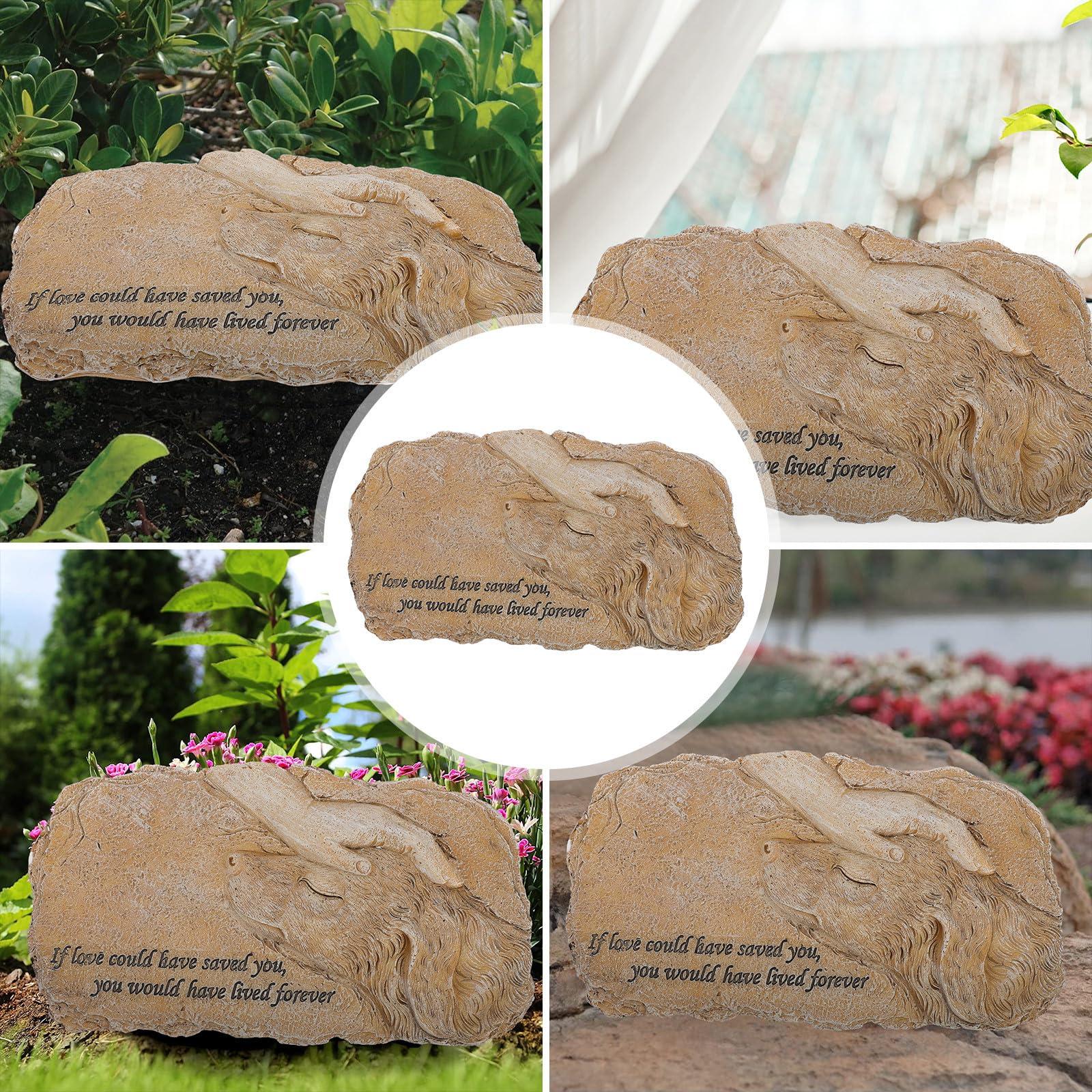 Zerodeko Statua Commemorativa Spazio per Foto in Resina per Animali Domestici Stabile Decorazione da Giardino per Luogo di Onore o Tomba del Cane