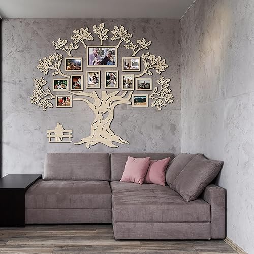 Miniatura 5 de 5145" Wooden Family Tree Wall Decor HAPPY FAMILY, Picture Frame Collage Home Decorations for Living Room, Bedroom, Kitchen, Dining and Office, Tree