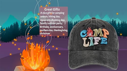 Funny Happy Camper Trucker Hat - Colorful Camping Baseball Cap Adjustable