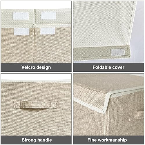 Miniatura 6 de VERONLY Caja grande de juguetes con tapa, cajas plegables para juguetes para niños, cestas organizadoras con asas para niños, niñas, guardería, sala