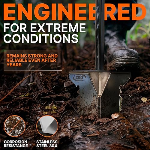 Miniatura 5 de CKG Pala ajustable para detección de metales con doble hoja dentada, detector de metales de acero inoxidable 304, pala portátil, accesorios para