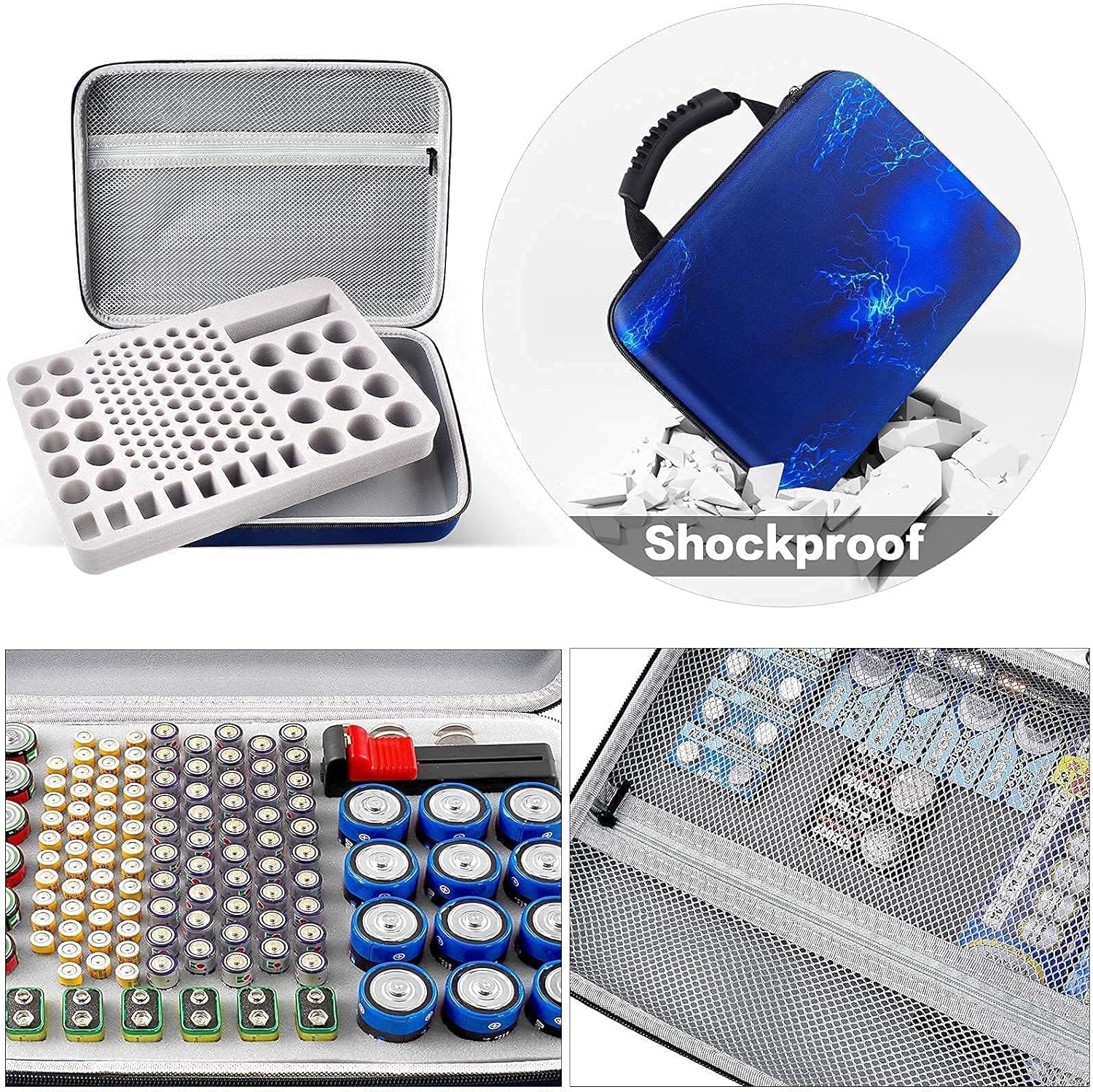 Battery Organizer Storage Box, Garage Storage Containers Case Holder with Battery Checker Tester