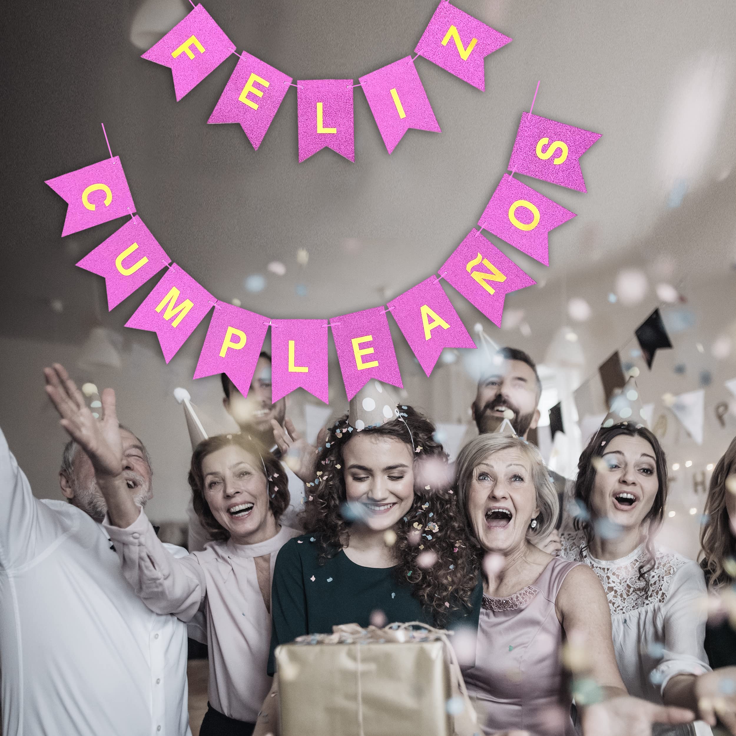 Goldglitzer-Banner 'Feliz Cumpleaños' – Spanisches Geburtstagsdeko Für Fiesta-Partys In Gold