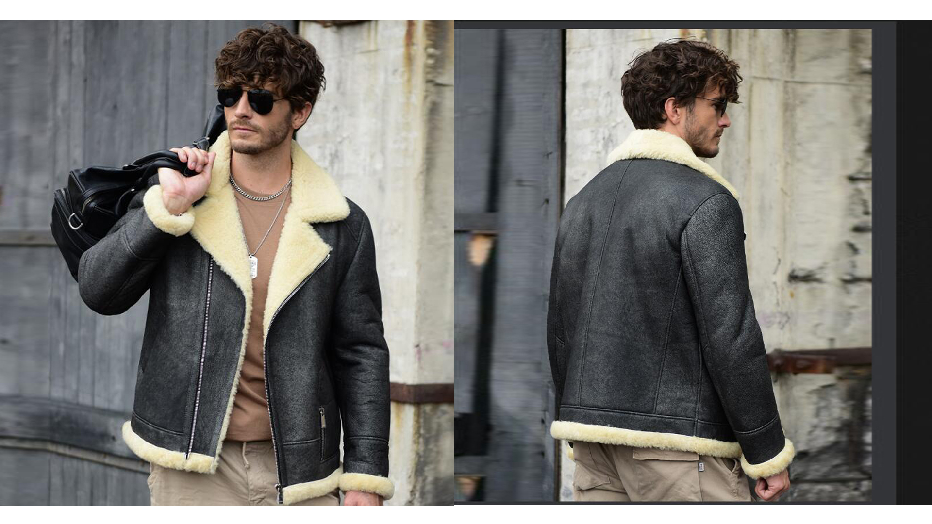 Amazon.com: Denny&Dora Mens Shearling Jacket Mens Pilot Jacket