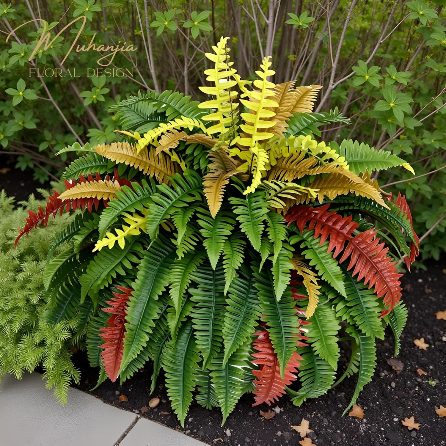 50” Silky Artificial Boston Fern, 128 Fronds Large Hanging Plants for Outside Planter,Bush Floor Plants Large for Home Decor Porch Patio Garden Indoor Outdoor (128Fronds1Pcs) - Image 7