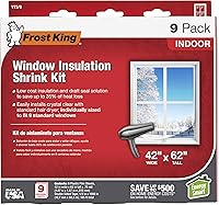 Frost King V73/9H Shrink Window Insulation Kit - 42x62 Inch Clear Sheets, 9-Pack for Draft-Free Windows