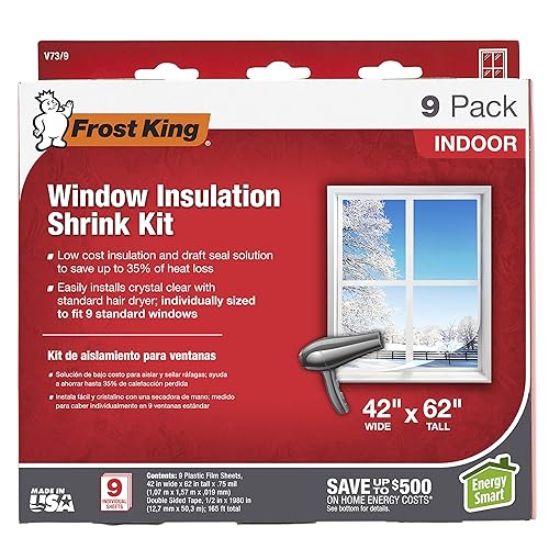 Frost King V73/9H Indoor Shrink Window Kit 42 62-Inch, Clear,