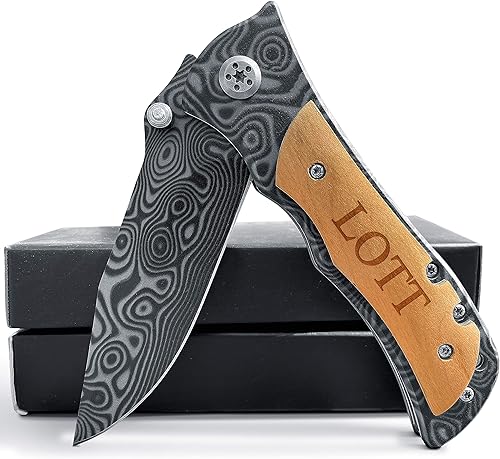 Miniatura 2 de Krezy Case Cuchillo de bolsillo elegante plegable para papá, cuchillo de camping, cuchillo de bolsillo plegable con mango de madera, cuchillo de