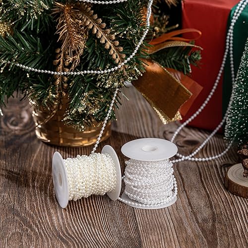 Miniatura 5 de YoungJewl Guirnalda de perlas de imitación de 11 yardas, guirnalda de flores en forma de rollo de cuentas para decoración de boda (marfil)