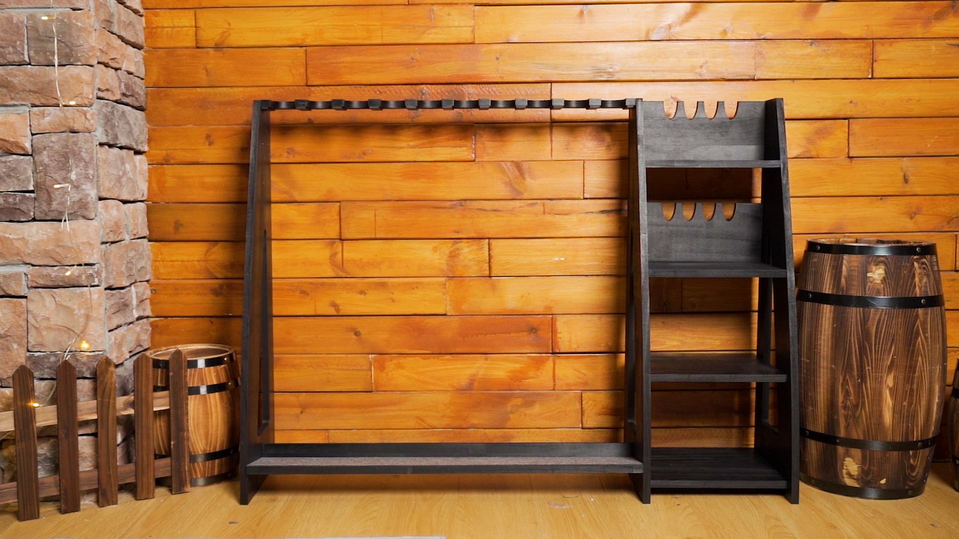 Gun Rack Wooden Standing Floor Gun Display Storage Rifle Gun - View #5