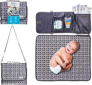 Graco Portable Diaper Changing Pad Bag - Compact Foldable Travel Mat with Wipe Dispenser & Essentials Pockets, Unisex Grey