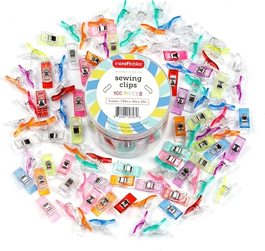Incraftables Sewing Clips Pack of 100. Best Fabric Clips for Sewing and Quilting for Fabric & Binding (9 Colors). Quilt Clips for Quilting Supplies for Adults & Kids