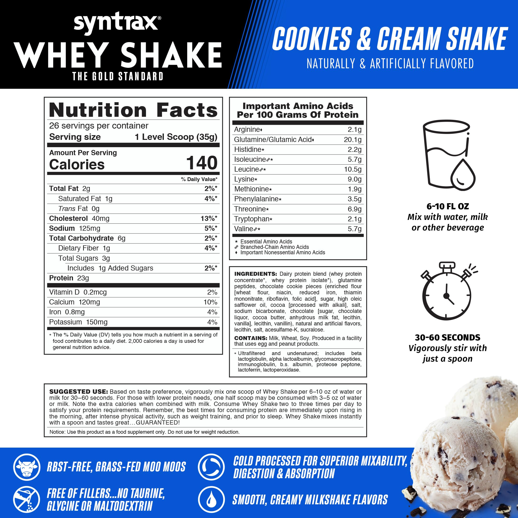 Syntrax Whey Shake, Cookies & Cream Shake 2 lb. Whey Protein Powder Blend — Amazon image 3