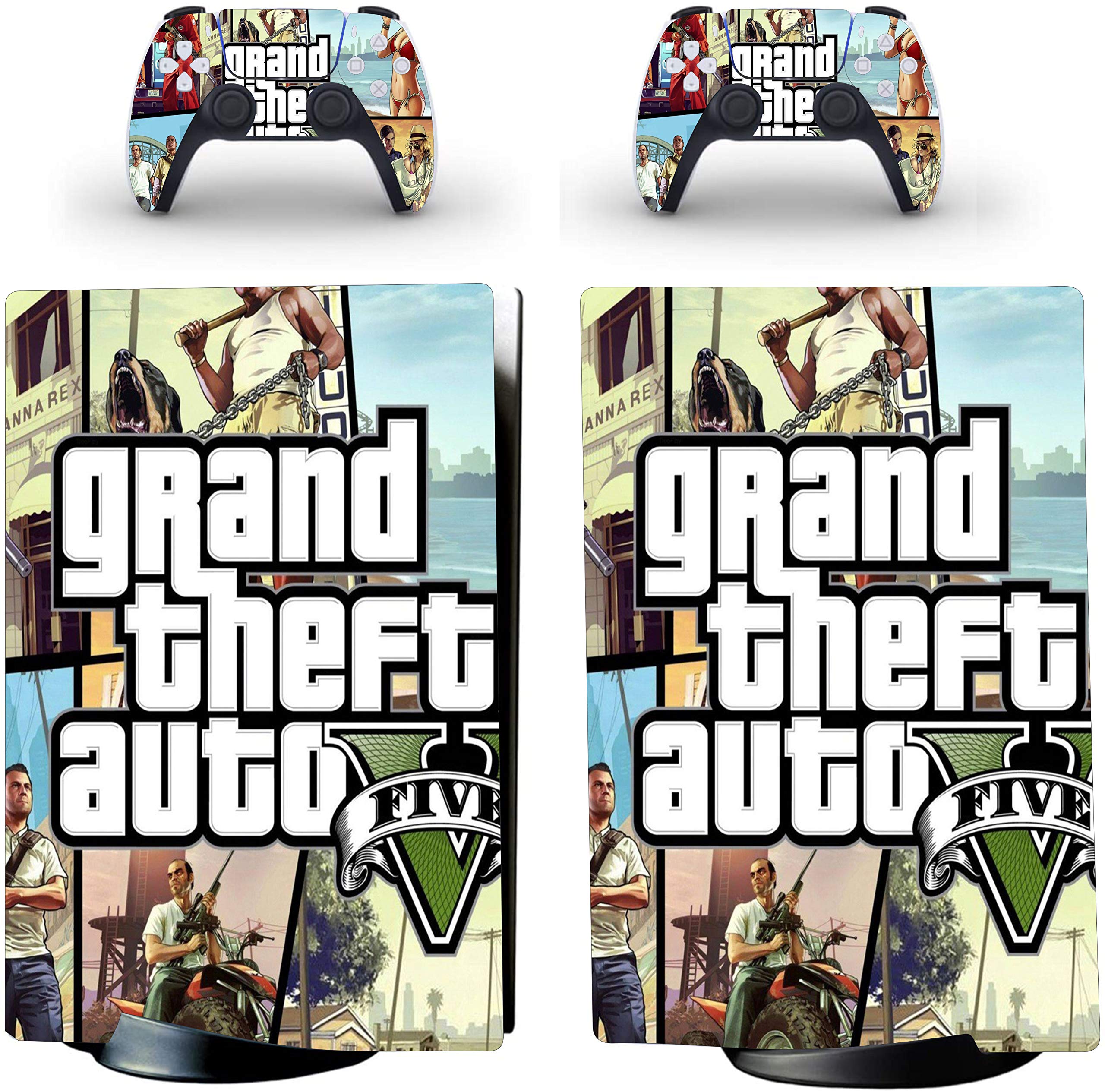 Skin Poster PS5 Skin Protective Wrap Cover Vinyl Sticker Decals for PlayStation 5 Disk Version Console and Two Dual Sense 5 Sticker Skins Black PS5 Skin Console and Controller [Video Game](GTA-5) (B0CZLFHQGF) Amazon Price History, Amazon Price Tracker