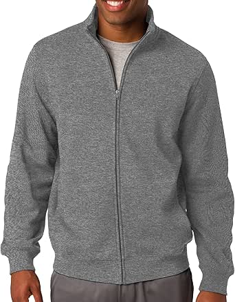 Upscale Men's Athletic Full Zip Fleece Sweatshirt No Hood Athletic
