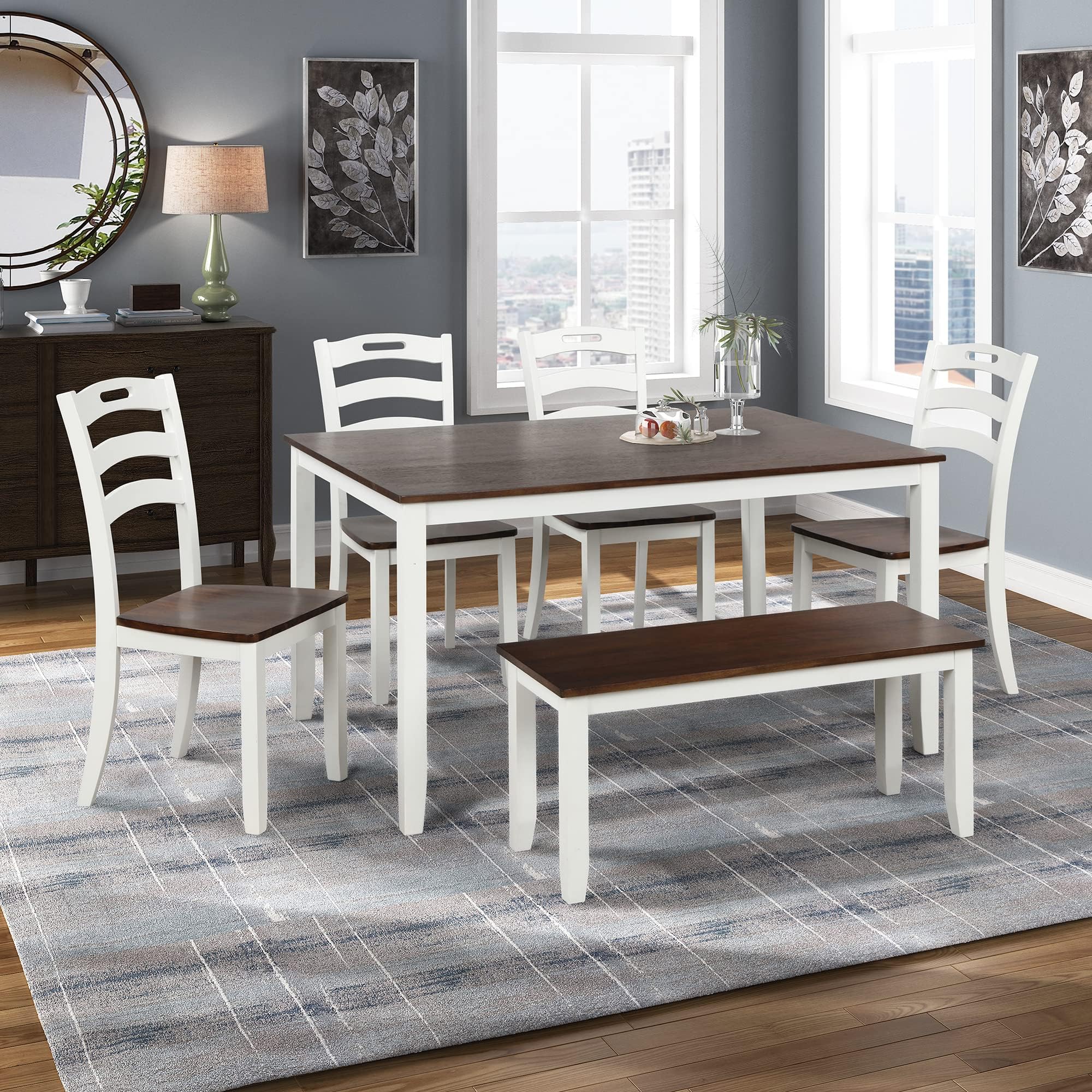Amazon.com - Harper & Bright Designs 7 Pieces Dining Table Set with 6 ...