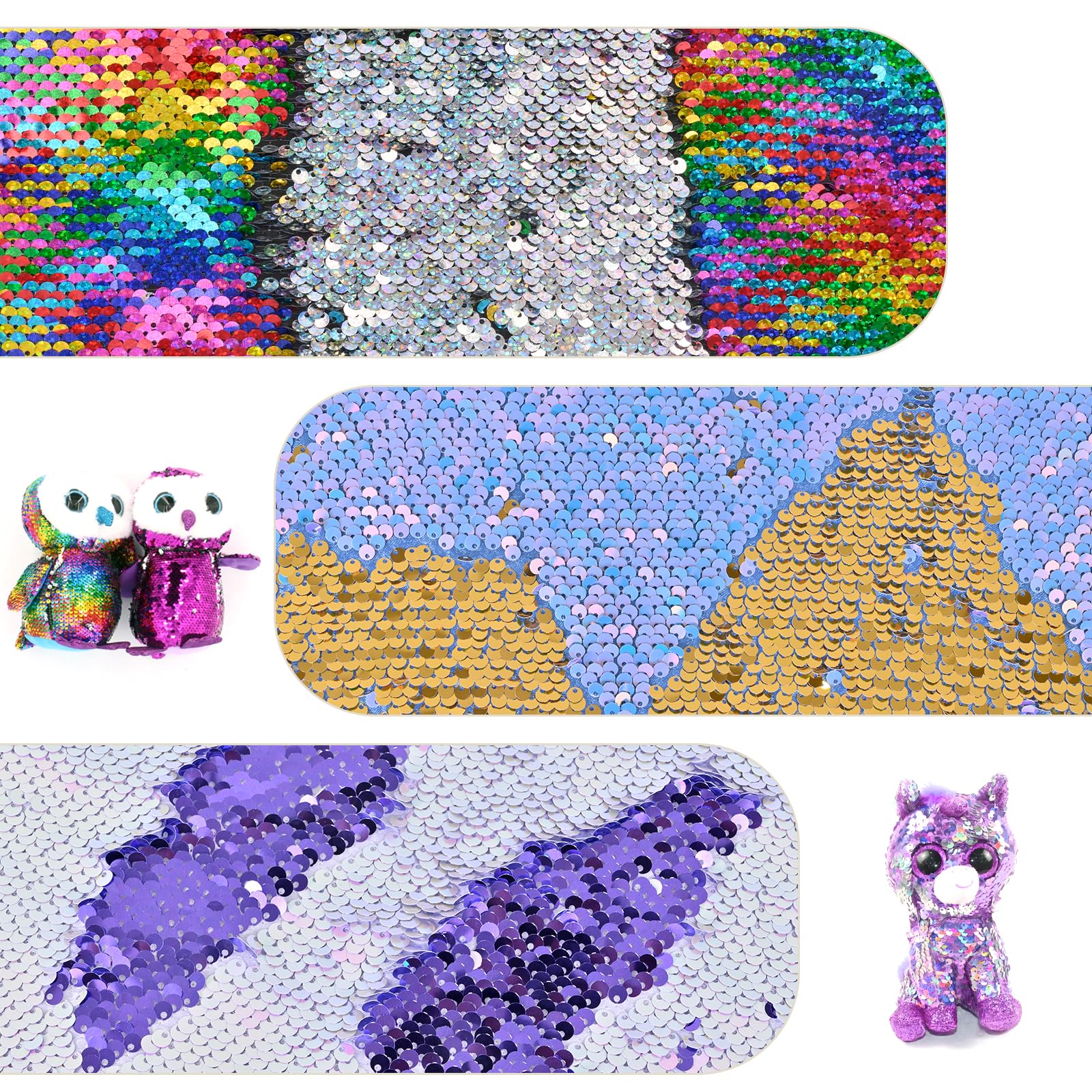 Memogizz 12pcs A4 Size One-Side Reversible Glitter Sequin Fabric, Colourful Sensory Items Stimulation Craft for Kids, Hobby Craft Fabric Sheets (A4 Size Pink) - Image 9