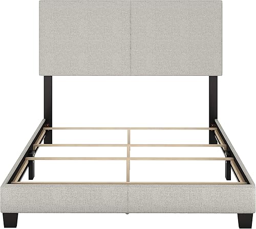 Miniatura 12 de Boyd Sleep Milan - Marco de cama de lino negro con plataforma totalmente tapizada con cabecero ajustable, base o somier calificado para su uso Negro