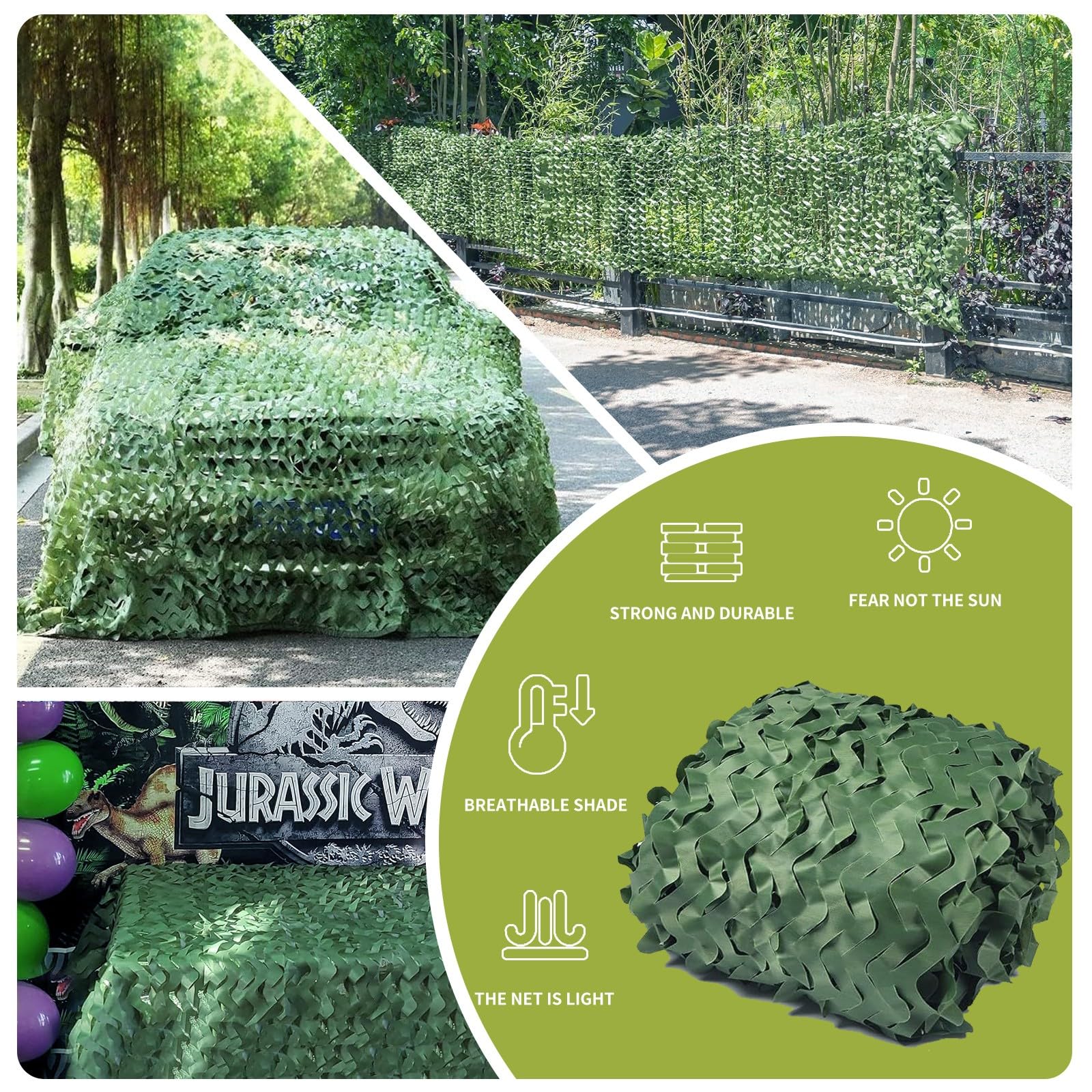 Red de Camuflaje, Malla Camuflaje Sombra, Protección Solar y Frescura, para Cenadores de Jardín