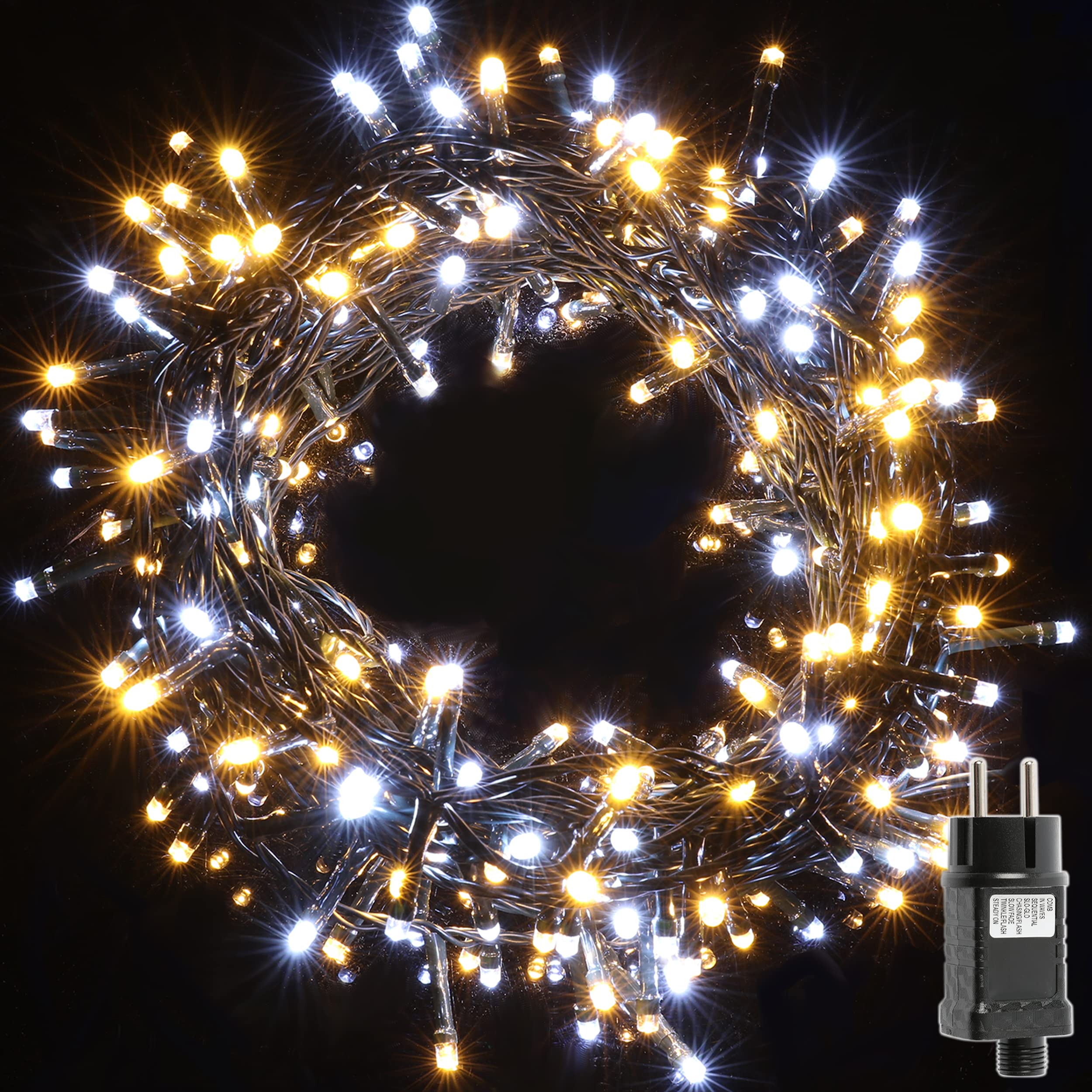H HANSEL HOME Guirnalda Luces Led de Navidad Luces de Árbol de Navidad Uso Interior/Exterior IP44 Impermeable Cable Transparente (Luz Multicolor, 100 Leds 5M) — view 9