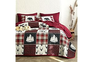 Wake In Cloud Rustic Christmas Bedding Set with Cabin Motif
