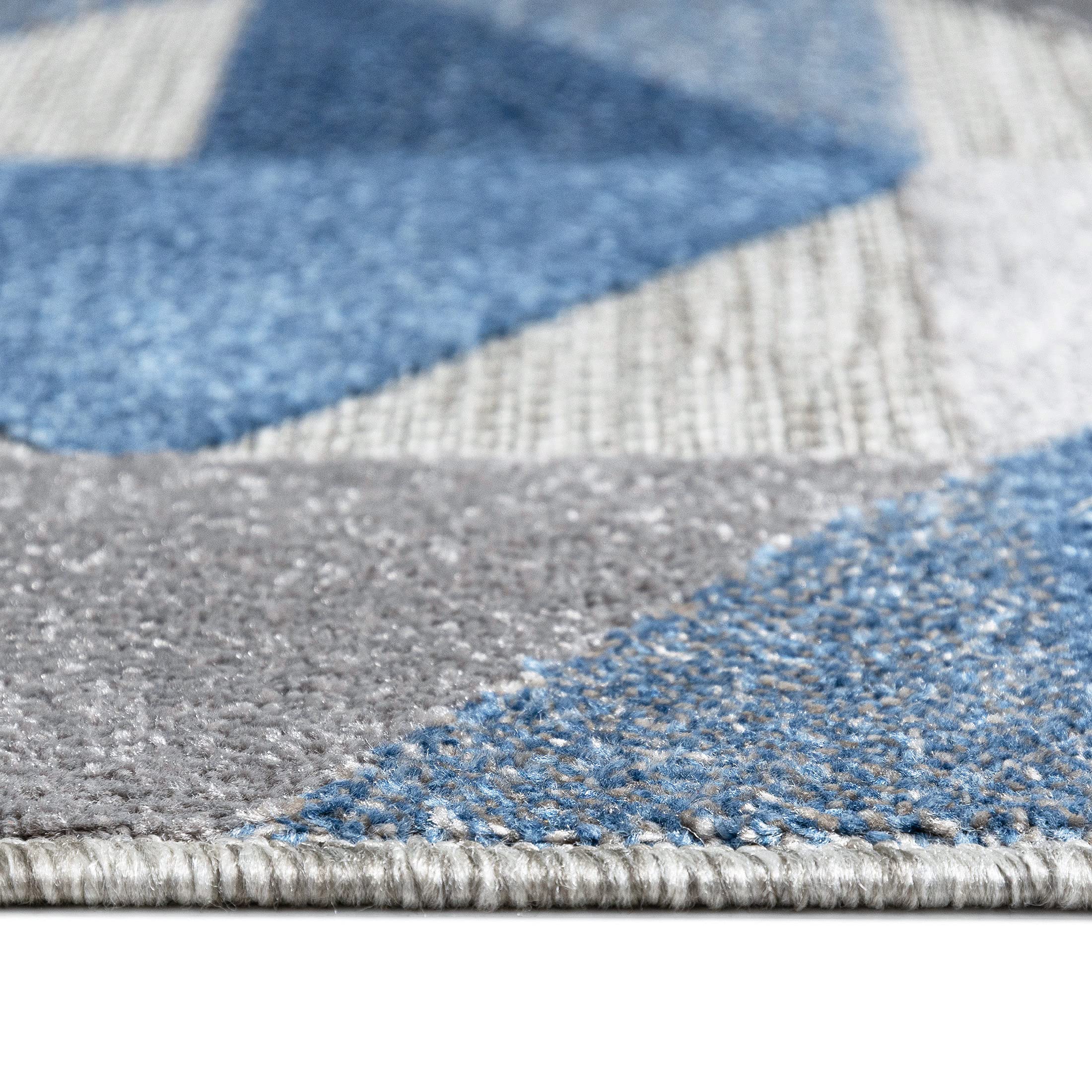 Carpeto Interno Ed Esterno Tappeto Balcone 120x170cm Antracite Blu Elegante