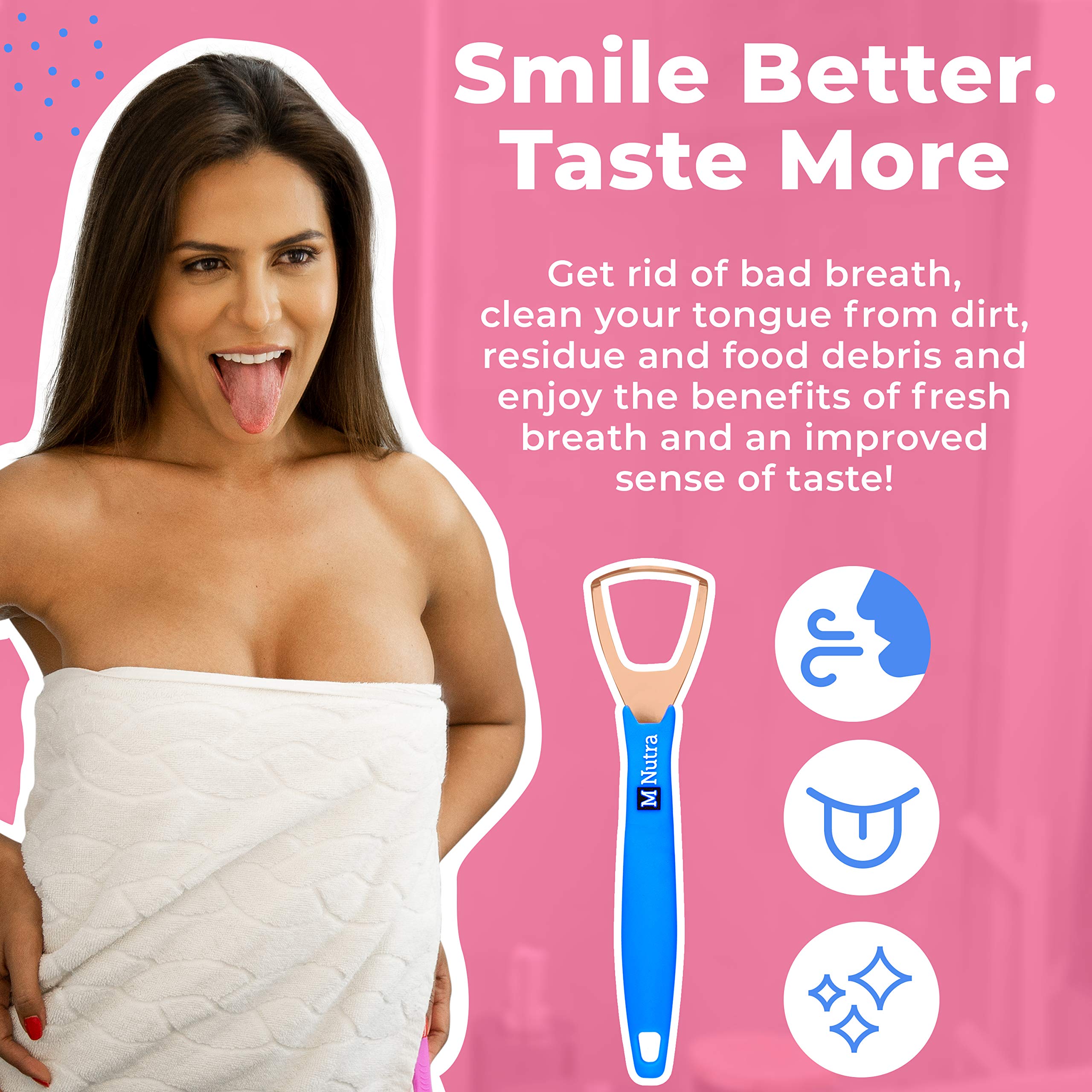 Tongue Scraper - Dental Hygiene Tool, Stainless Steel - Copper Mouth Cleaner Non-Slip Silicone Handle - Helps Fight Bad Breath - Professional Oral Care Accessories (Black Copper 1 Piece)
