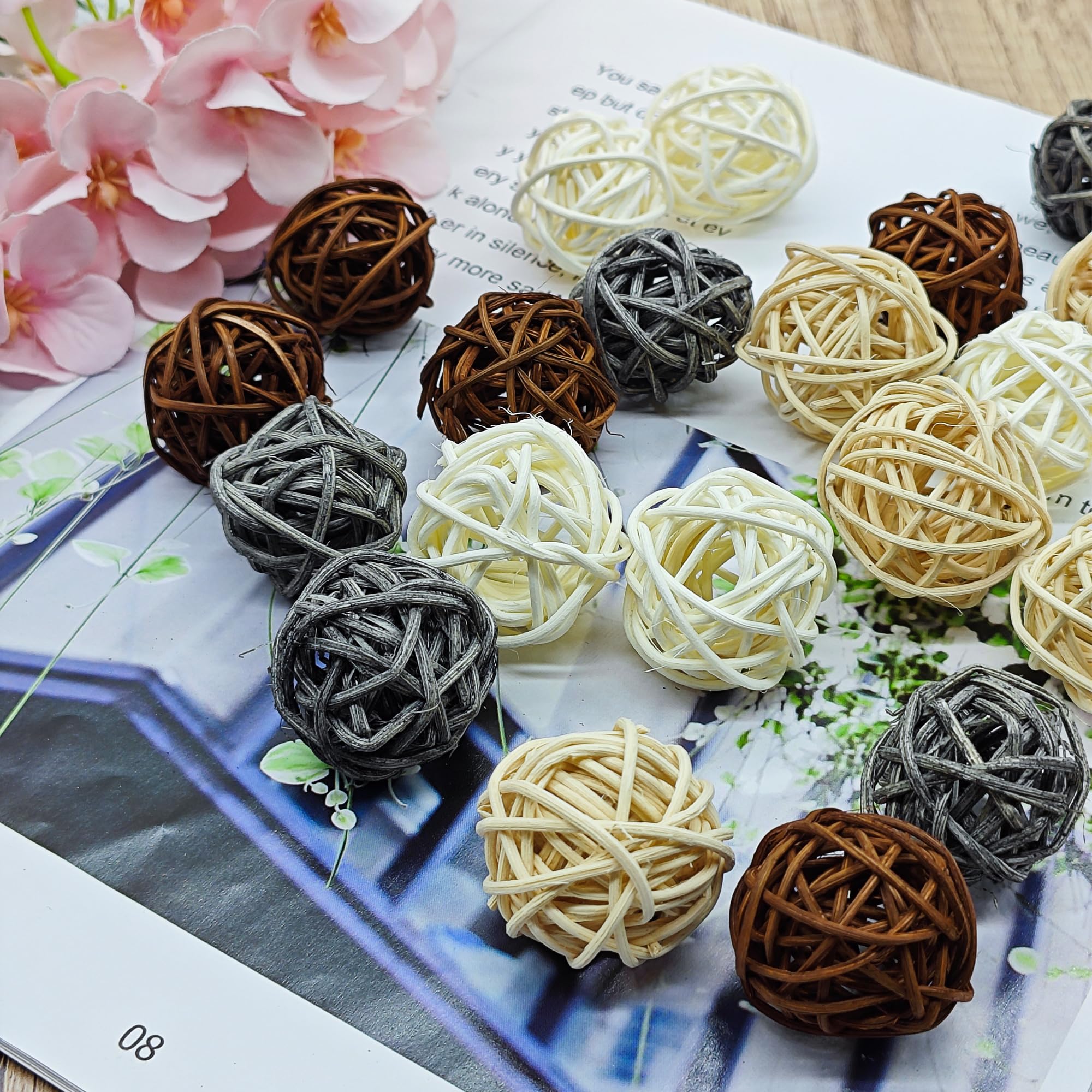 Rotin Naturel En Rotin, Boules En Osier Décoratif De Vigne, Décoration De Fête De Mariage