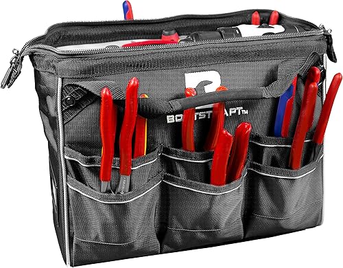 Miniatura 7 de Bolsa de herramientas de boca grande de 15 pulgadas con compartimento integrado para contenedores de piezas