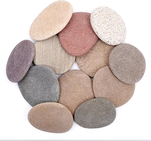 Miniatura 4 de ROCART 12 rocas planas grandes de 3.15-4.15 pulgadas para pintar, rocas lisas de río, suministros de pintura para piedras de bondad, artes y