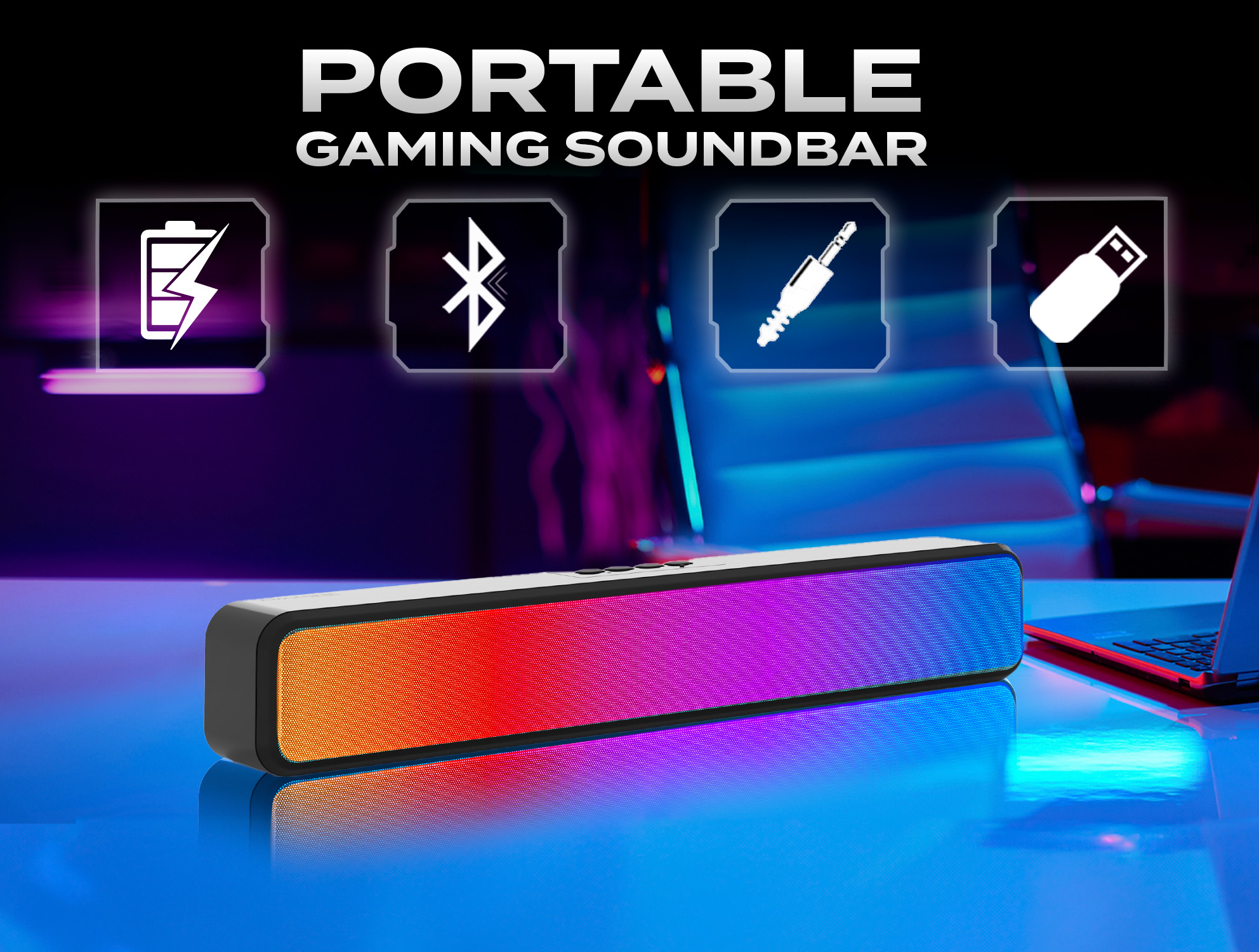 PC Gaming Soundbar  スピーカー Amazon.com: Aimzone RGB Pro Gaming Computer Soundbar, PC