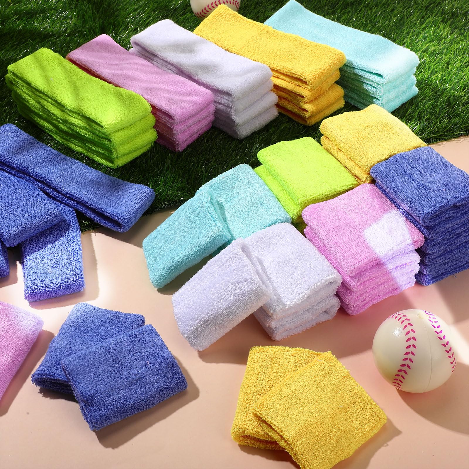 Set di 72 fasce per il sudore fluo anni '80, include 24 fasce sportive e 48 braccialetti per il sudore, per donna e uomo