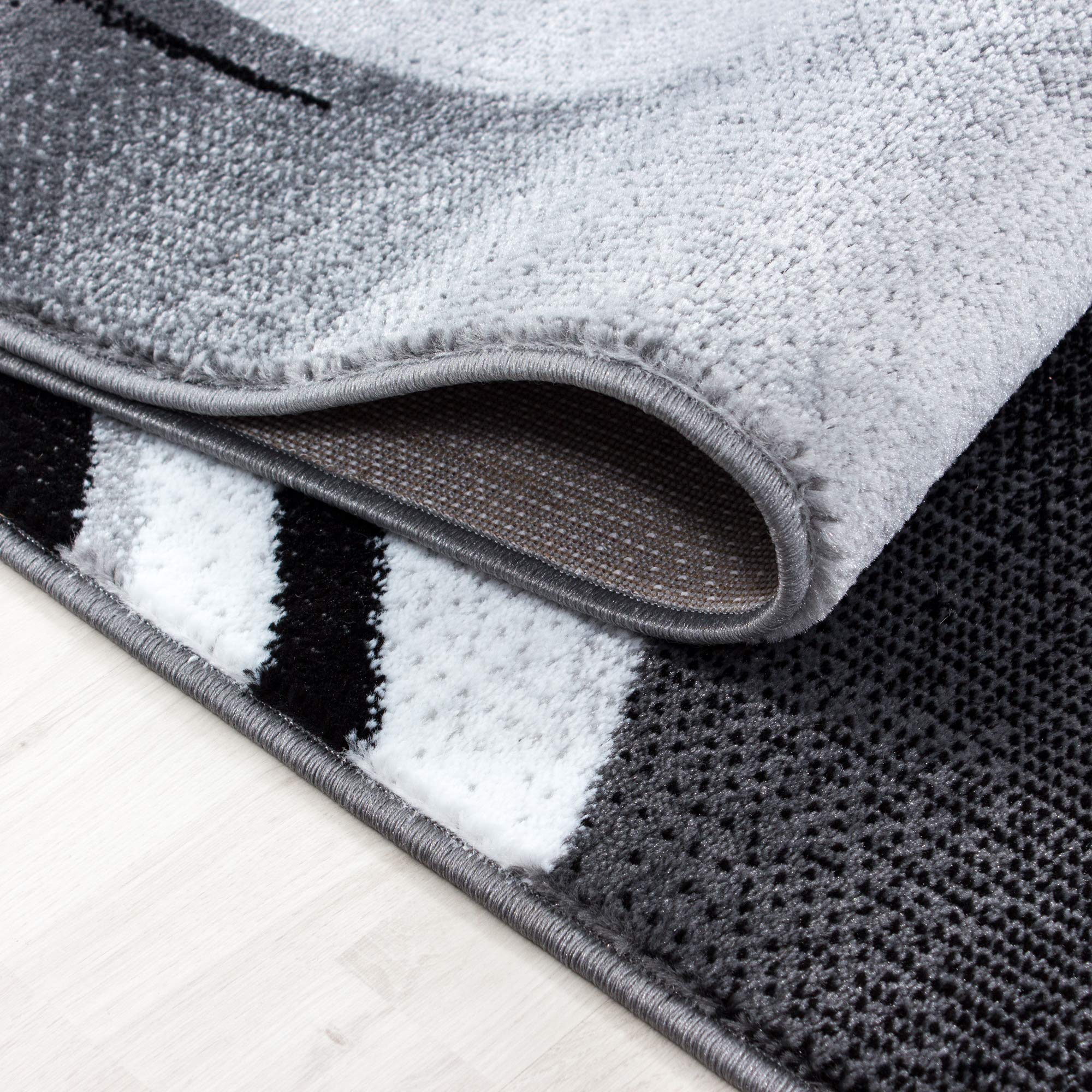 Teppium Tappeto moderno a pelo corto, per corridoio, 80 x 150 cm, lavabile, design astratto a onde, facile da pulire e morbido, ideale come tappeto per letto in camera da letto e tappeto da cucina