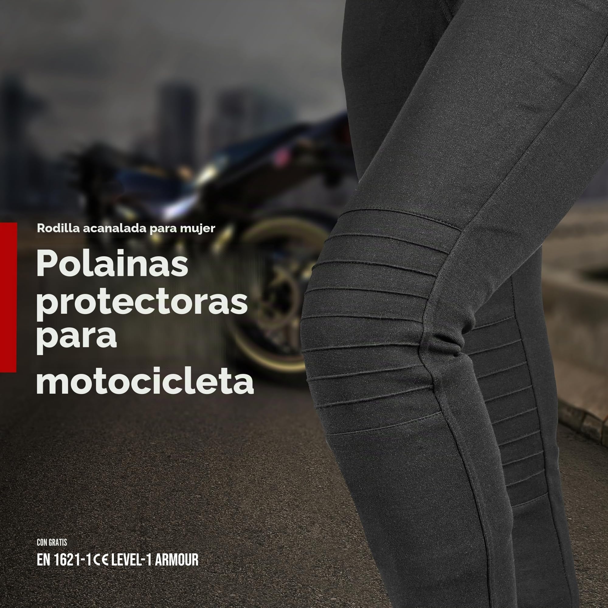GREAT BIKERS GEAR - Pantalones súper leggings para motocicleta, con forro de Kevlar, para mujer, con armadura CE extraíble, pierna corta)