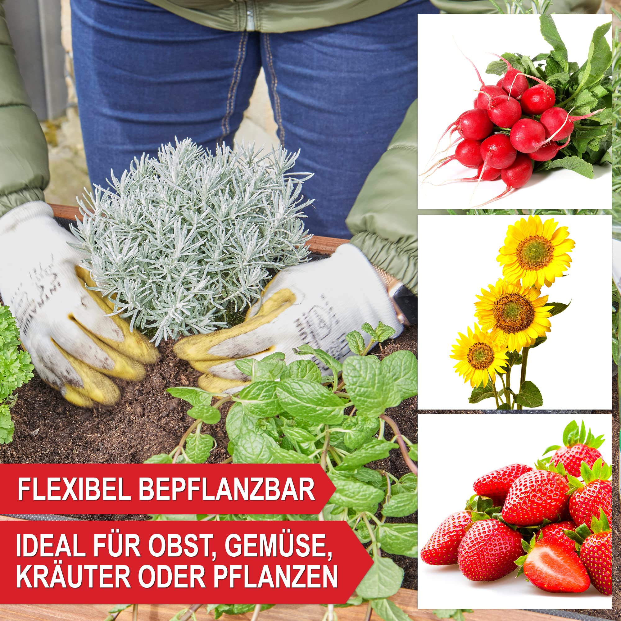 Onbest Premium Hochbeet – aus hochwertigem Holz – perfekt für Garten/Terrasse/Balkon – mit Stabiler Ablage und Innenvlies – Kräuterhochbeet 80 cm hoch, 80 cm lang – Pflanztisch – Hochbeete