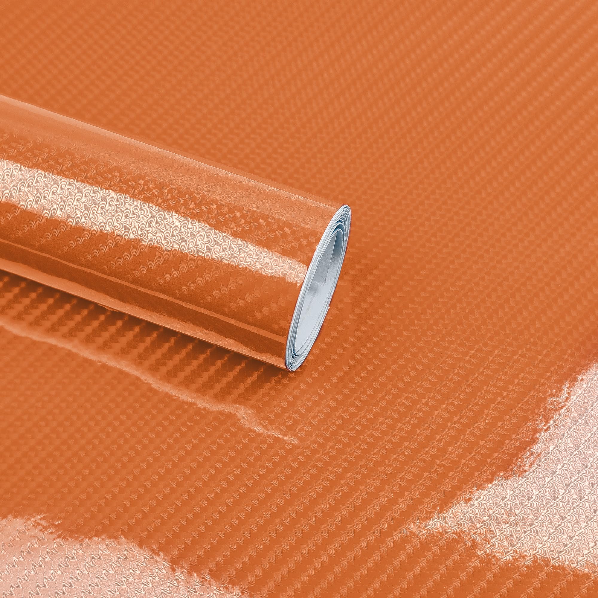 Lypumso 6D Carbon Fiber Vinyl Wrap Roll, Glossy Car Wrap Film Featuring Bubble Free Air Release Technology, Car Moto DIY Interior Exterior Decoration (Carbon Fiber Orange, 1ft x 5ft)