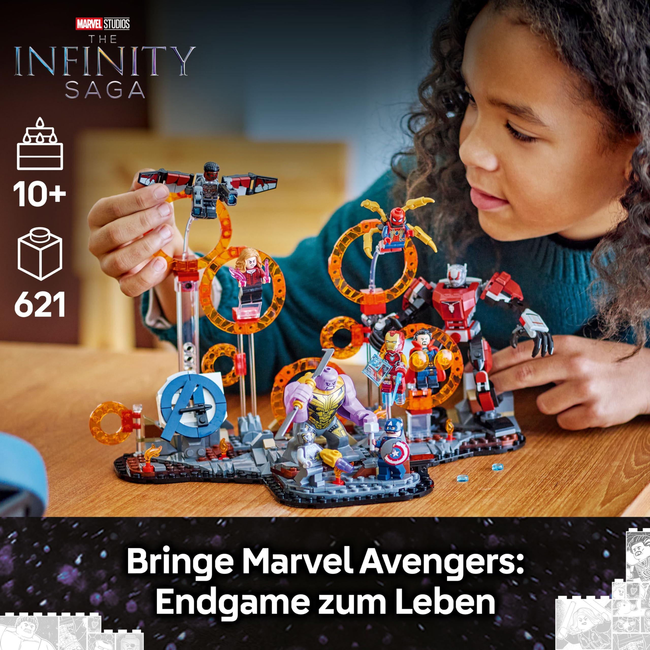 LEGO ǀ Marvel Avengers: Endgame Letzter Showdown - Bauspielzeug mit 10 Minifiguren, darunter Captain America, Iron Man, Black Panther & Dr. Strange - Kreatives Geschenk für Jungen und Mädchen 76323 | Bauspielzeug, Thanos Figur, Ant-Man Mech & 9 Minifigure