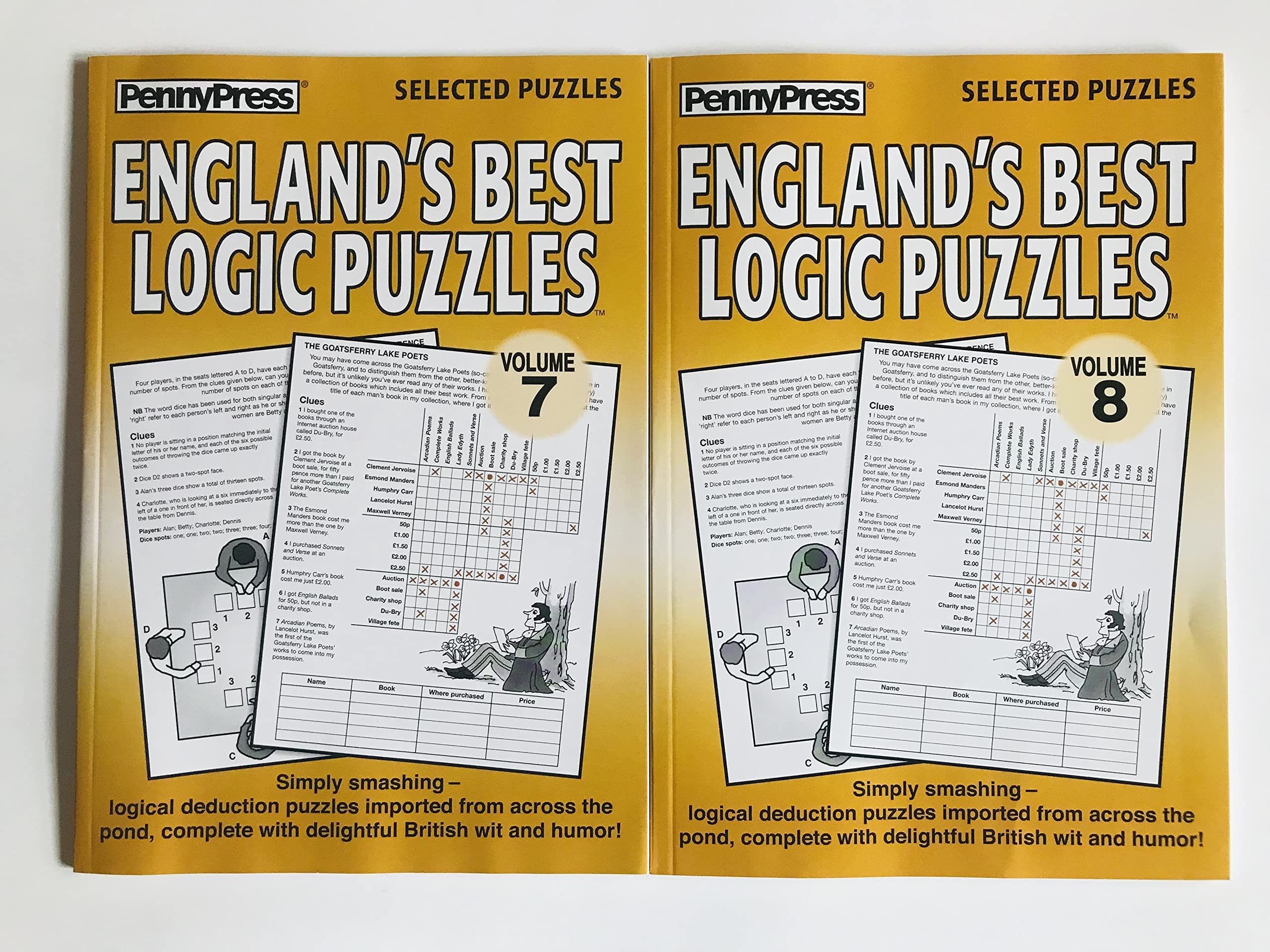 Set of 2 England's Best Logic Puzzles - Volumes 7 and 8 British Logic from The Penny Press Selected Puzzles Series