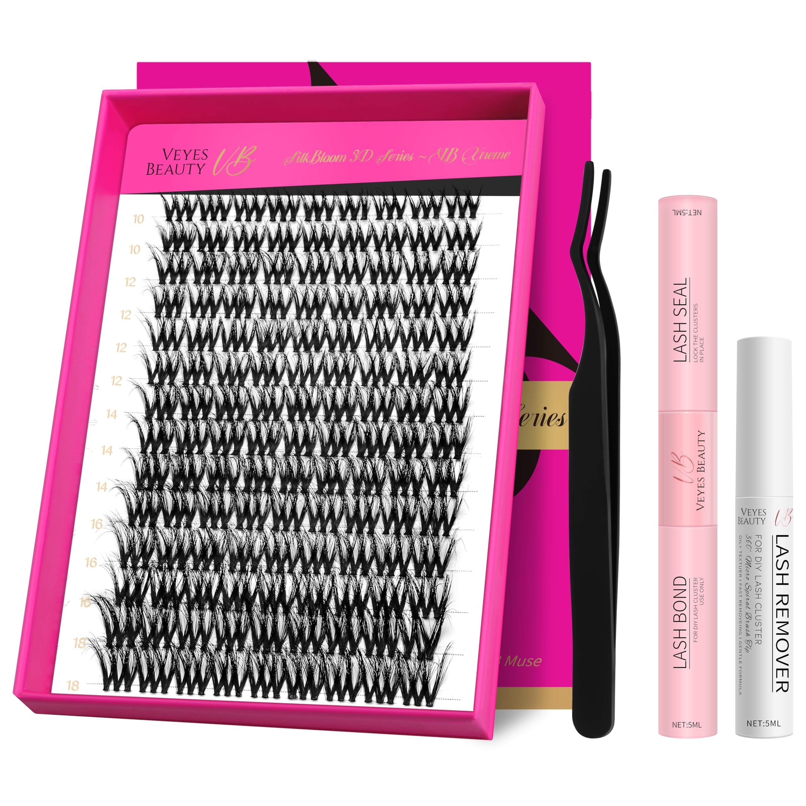 VEYESBEAUTY Wimpern Extensions Set Cluster Lash Extension Vbmuse 10-18mm | 3D-Schichtwimpern Wispy Natürliche Cluster Wimpern DIY Wimpernverlängerung Falsche Wimpern Lash Bond And Seal