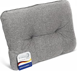 Beautissu Outdoor Loungekissen 50x40cm – Bequemes Rückenkissen 12cm dick Polster Sitzauflage Schmutz- & Wasserabweisend Gartenkissen Gartenmöbel Rattan Lounge Auflage Hellgrau – BeauFlair